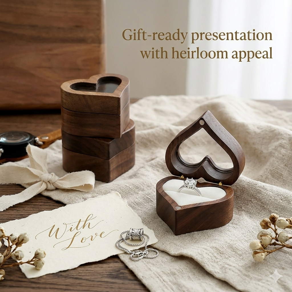 Mahoosive Heart Window Wooden Ring Box - Variant 14
