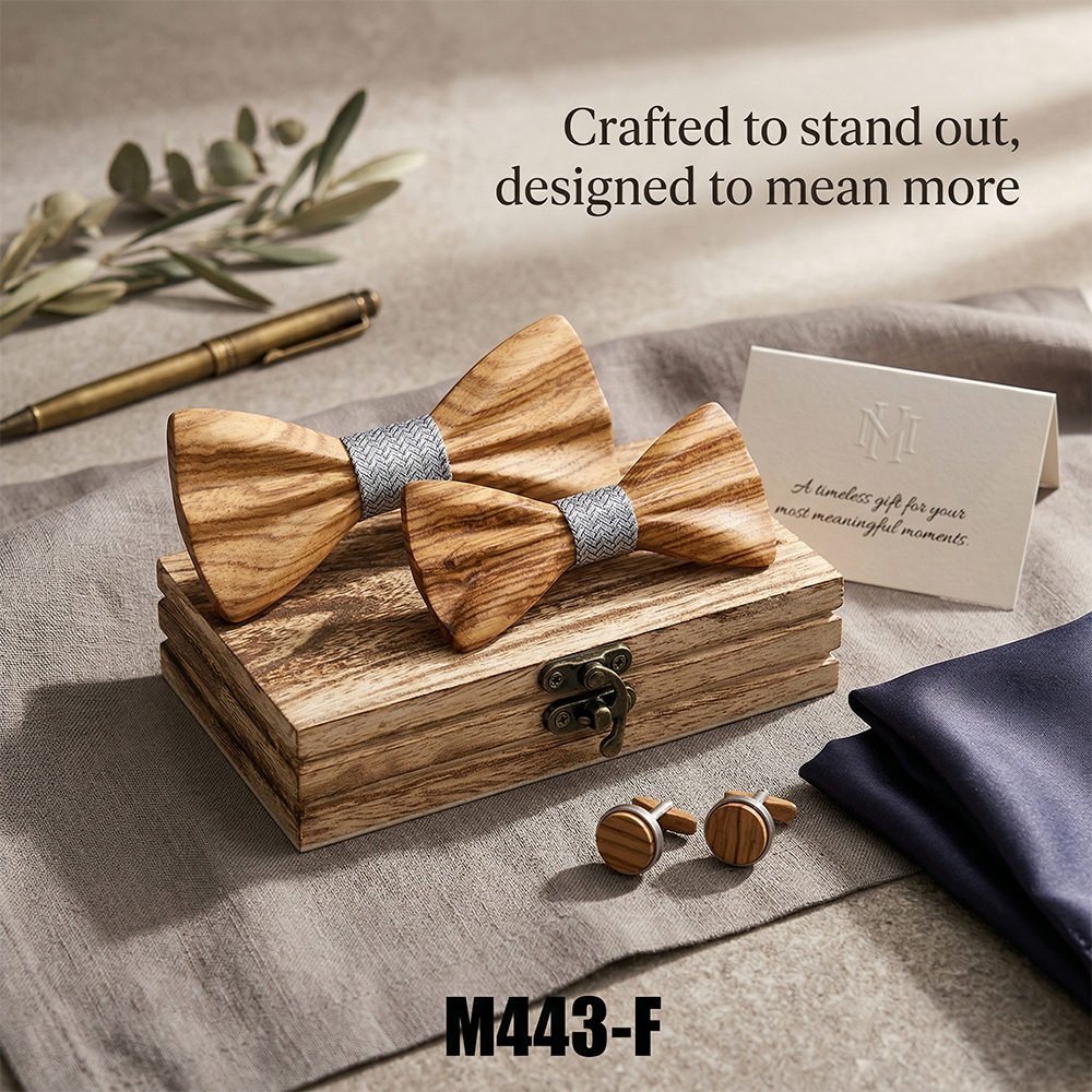 Wooden Bow Tie - Art Deco Geometric