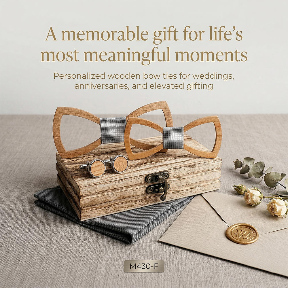 Wooden Bow Tie - Radiant Sun Pattern