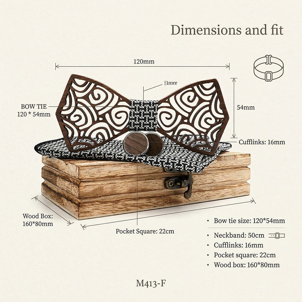 Wooden Bow Tie - Swirl Pattern (413)