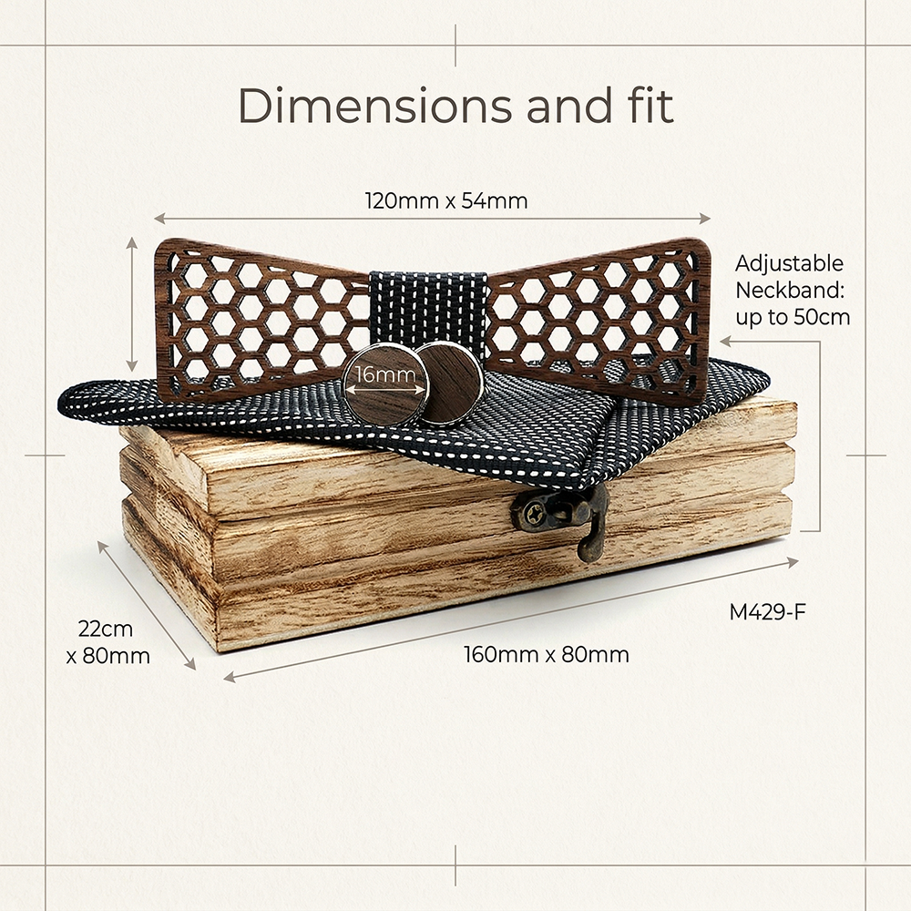 Wooden Bow Tie - Compass Design