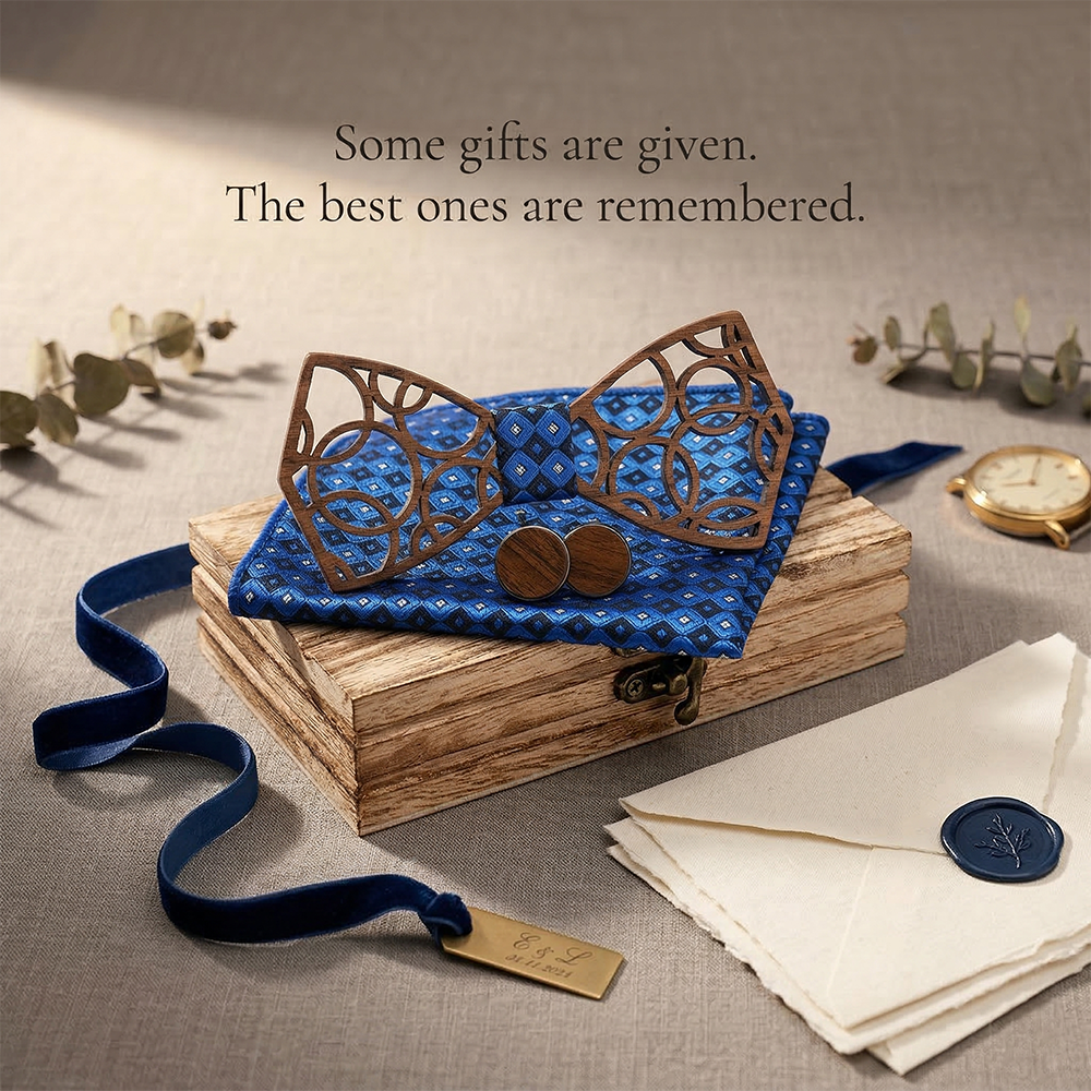 Wooden Bow Tie - Honeycomb Cutout Design