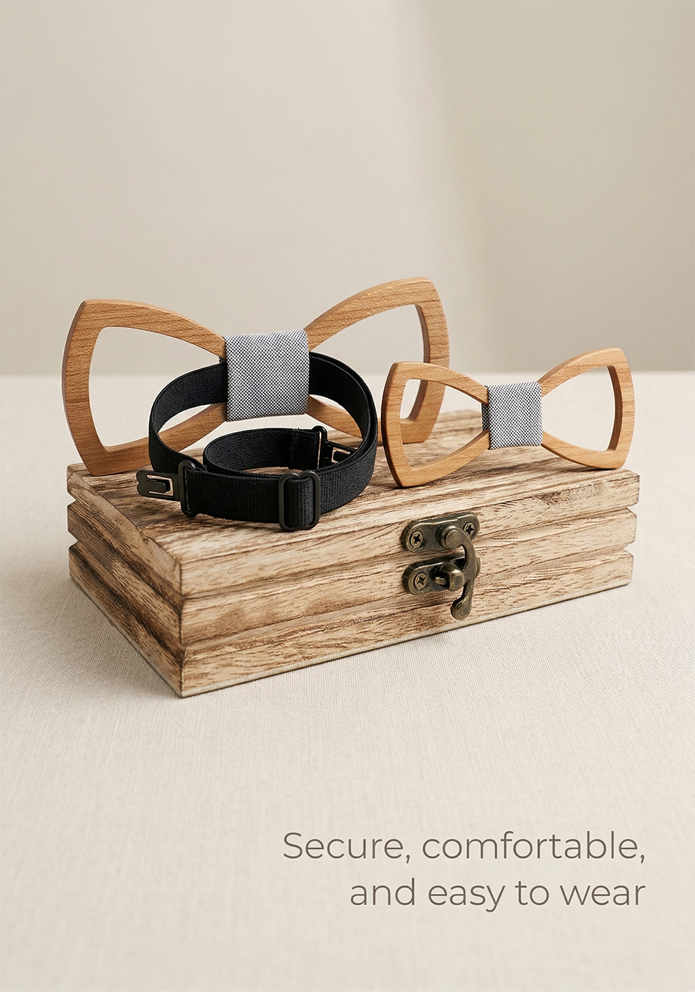 Wooden Bow Tie - Radiant Sun Pattern