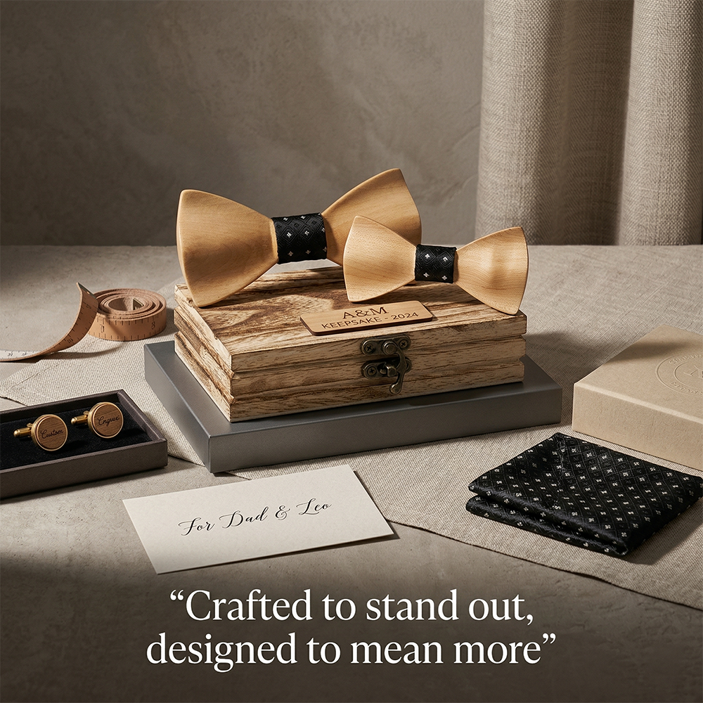 Wooden Bow Tie - Fabric Center (439)