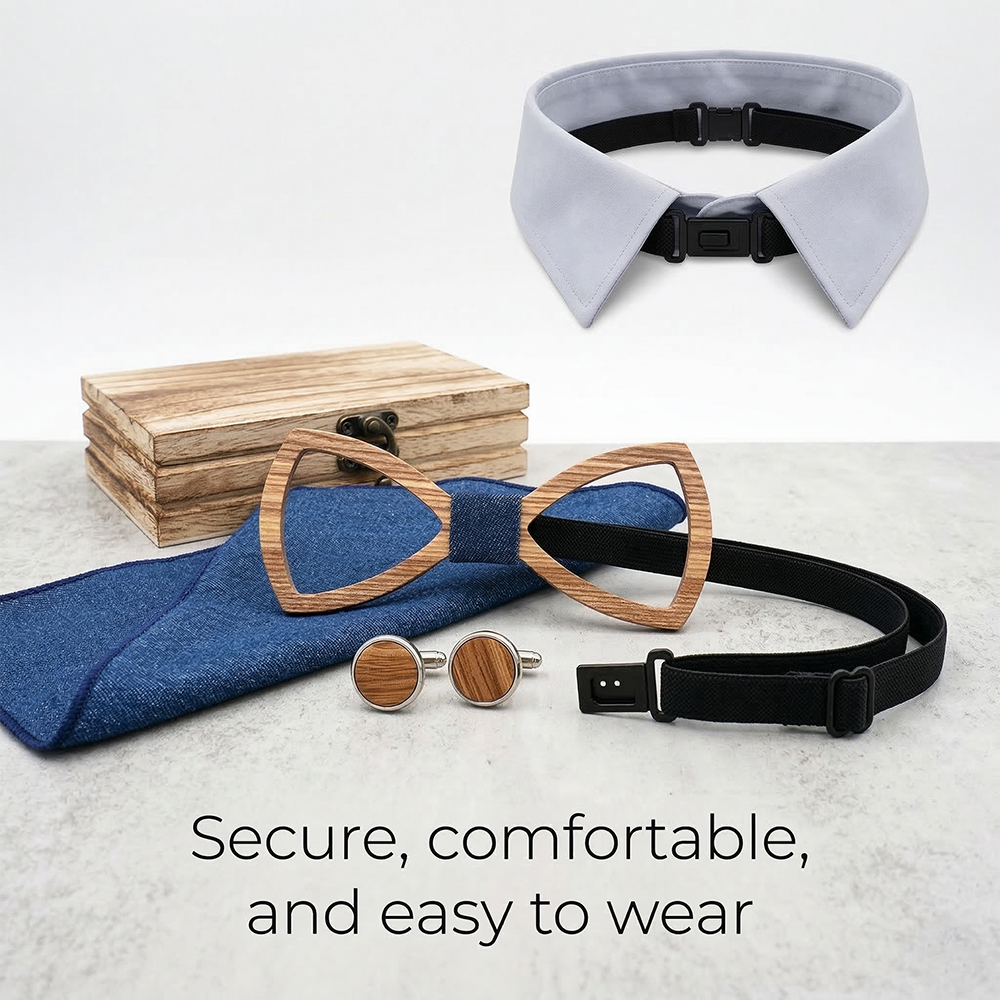 Wooden Bow Tie - Hollow Zebrawood Gift Set