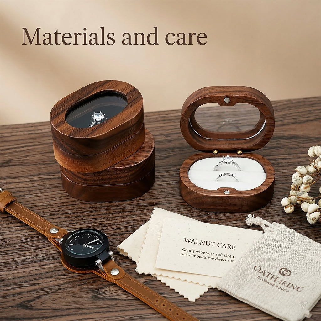 Mahoosive Oval Window Wooden Ring Box - Variant 16
