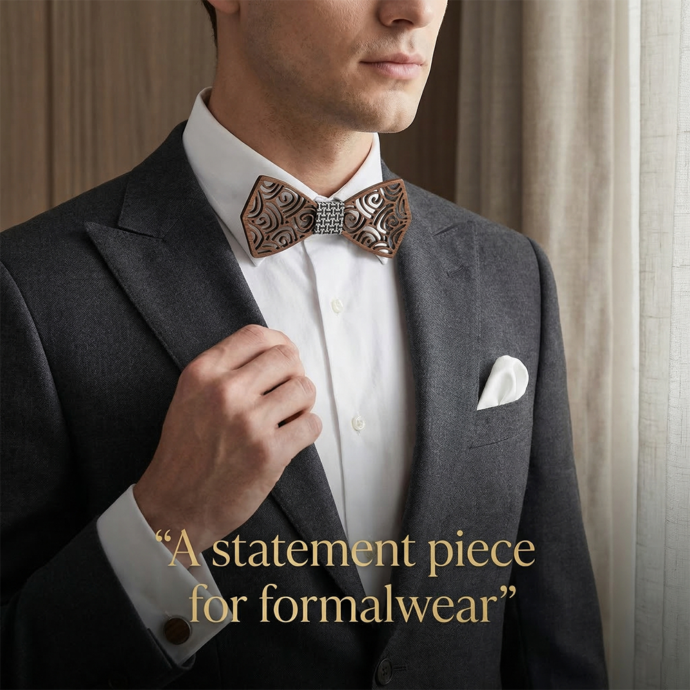 Wooden Bow Tie - Swirl Pattern (413)