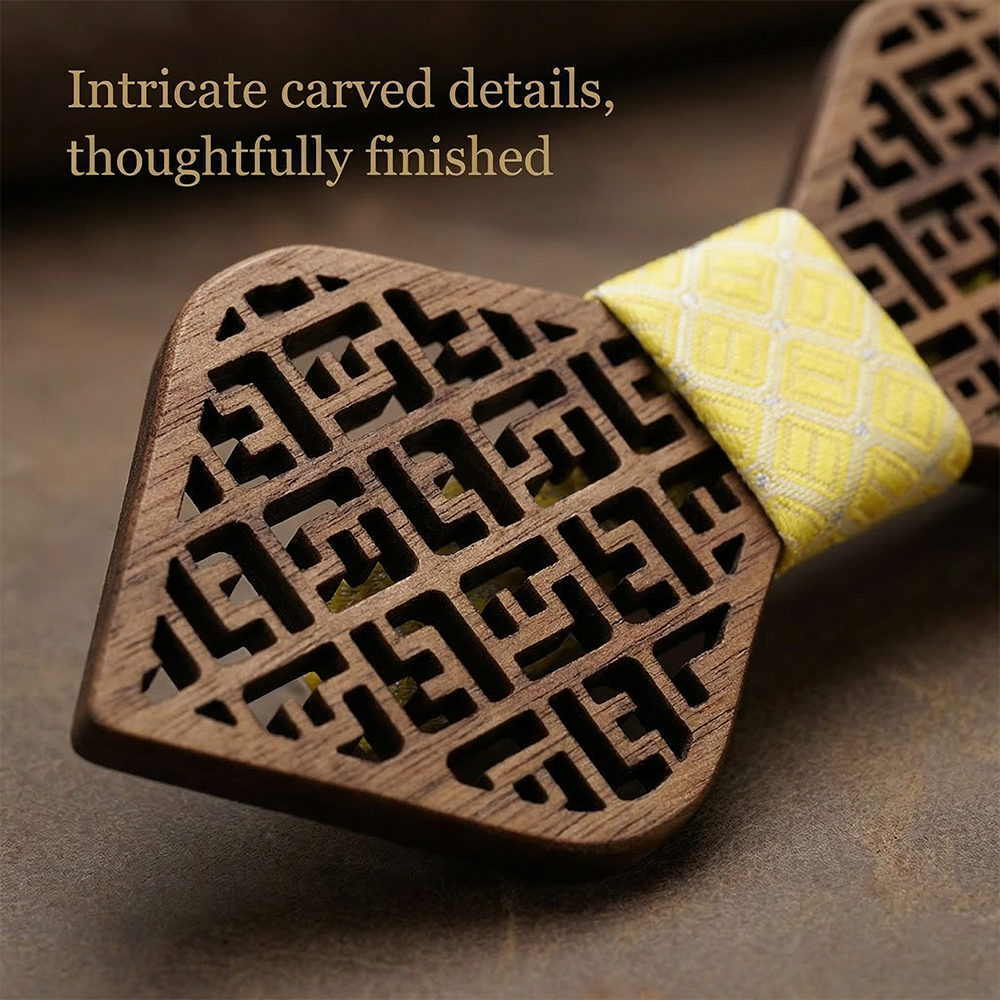 Wooden Bow Tie - Geometric Maze (405)