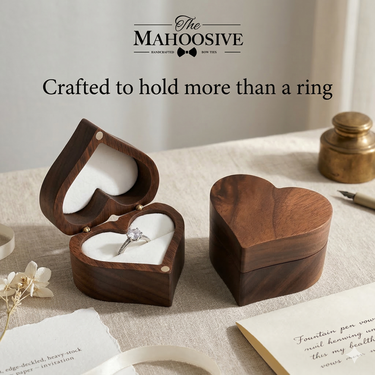 Mahoosive Heart Window Wooden Ring Box - Variant 18