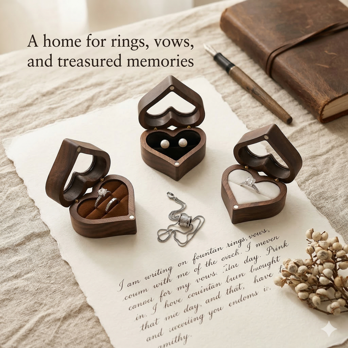 Mahoosive Heart Window Wooden Ring Box - Variant 19