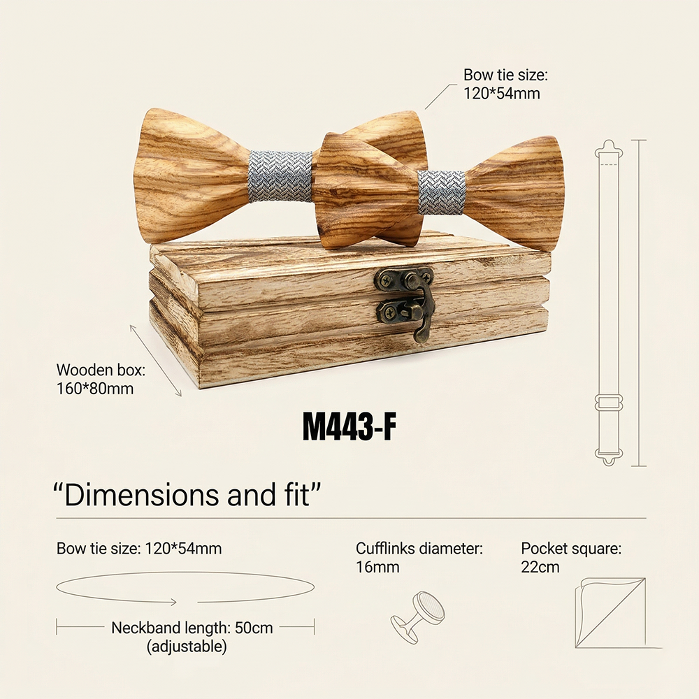 Wooden Bow Tie - Art Deco Geometric