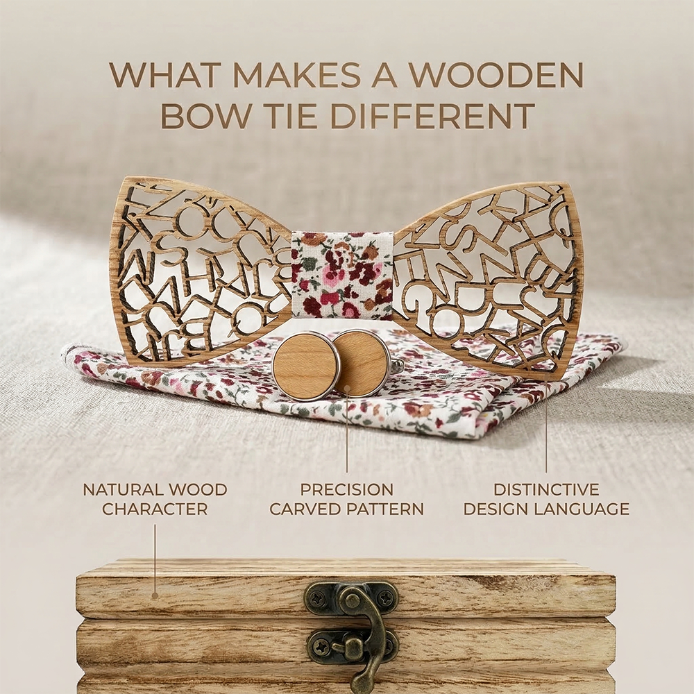 Wooden Bow Tie - Laser Cut Typography