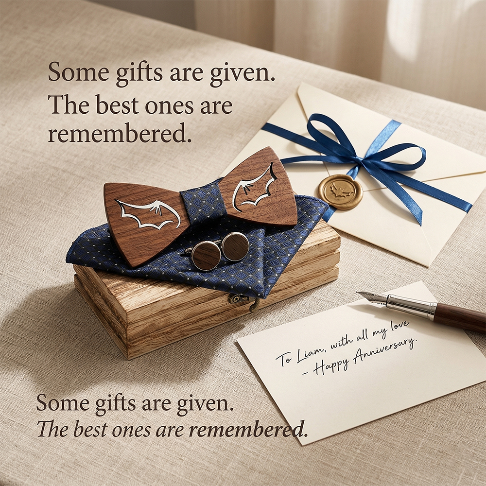 Wooden Bow Tie - Modern Grid Design