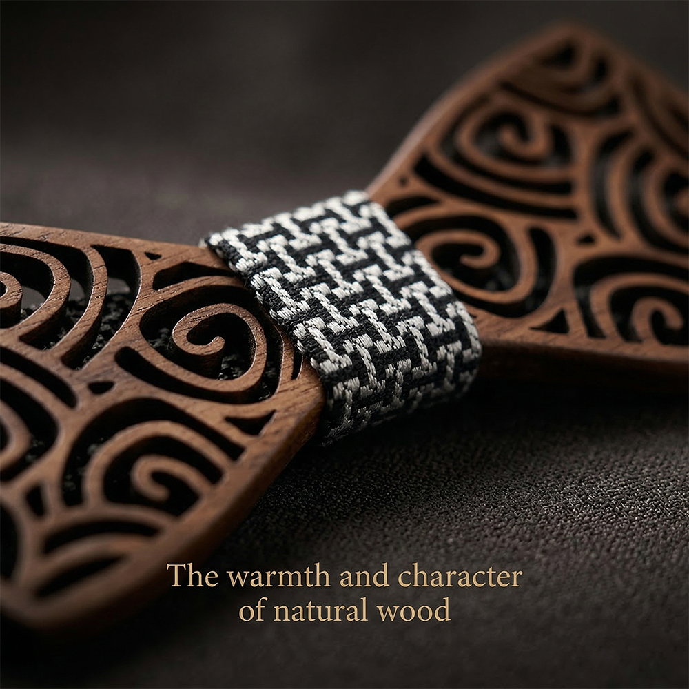Wooden Bow Tie - Swirl Pattern (413)