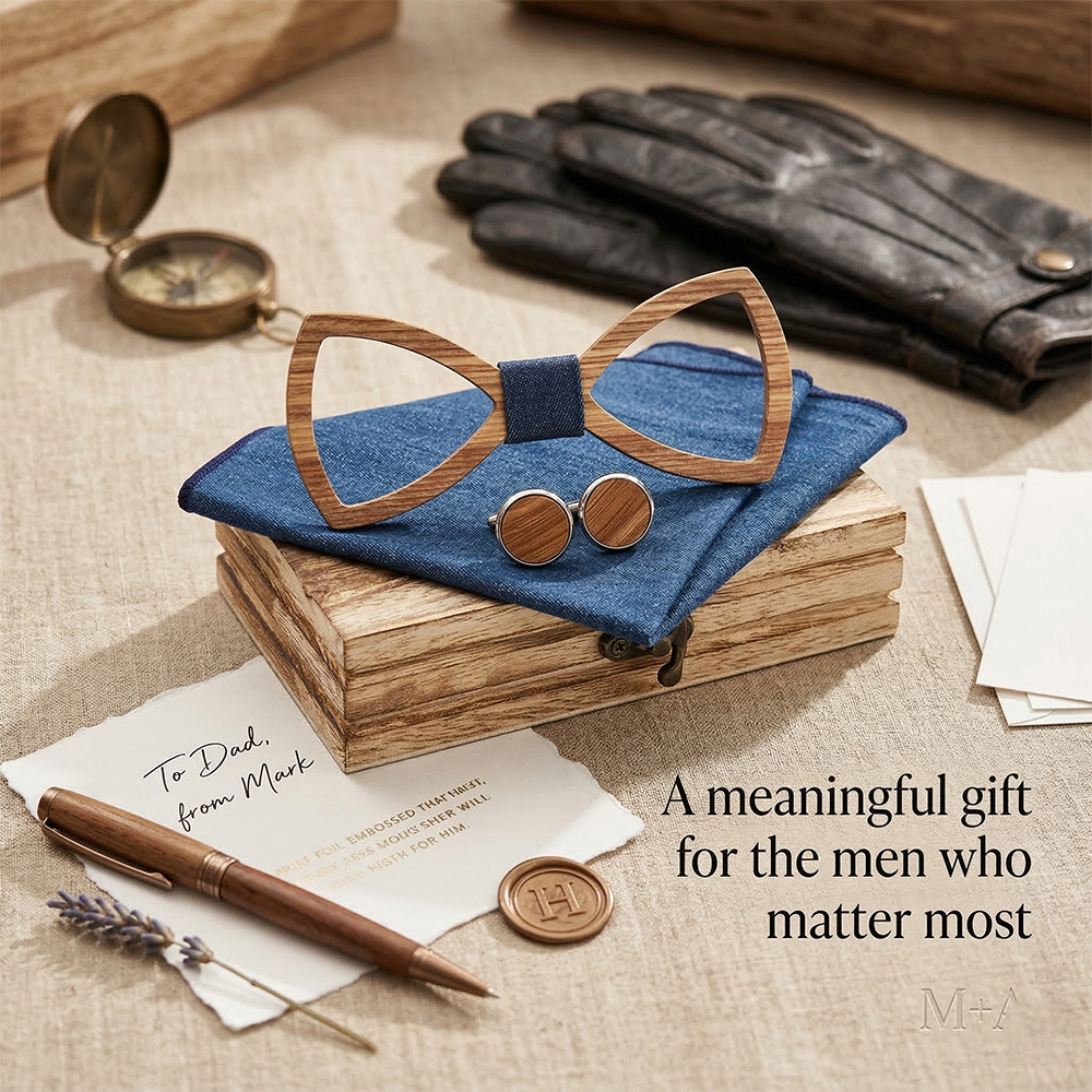 Wooden Bow Tie - Hollow Zebrawood Gift Set