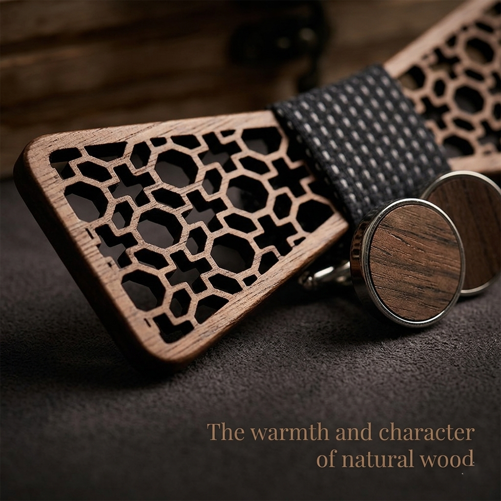 Wooden Bow Tie - Honeycomb (427)