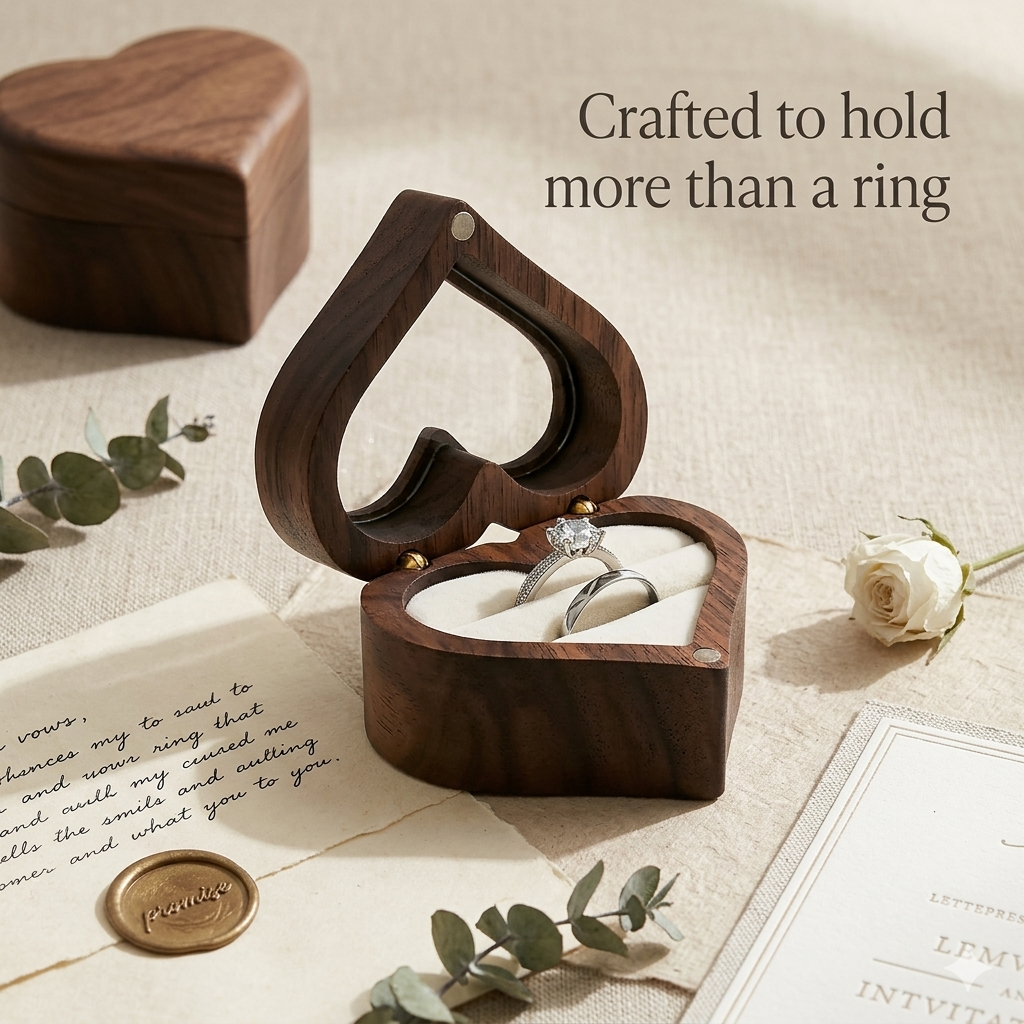 Mahoosive Heart Window Wooden Ring Box - Variant 21