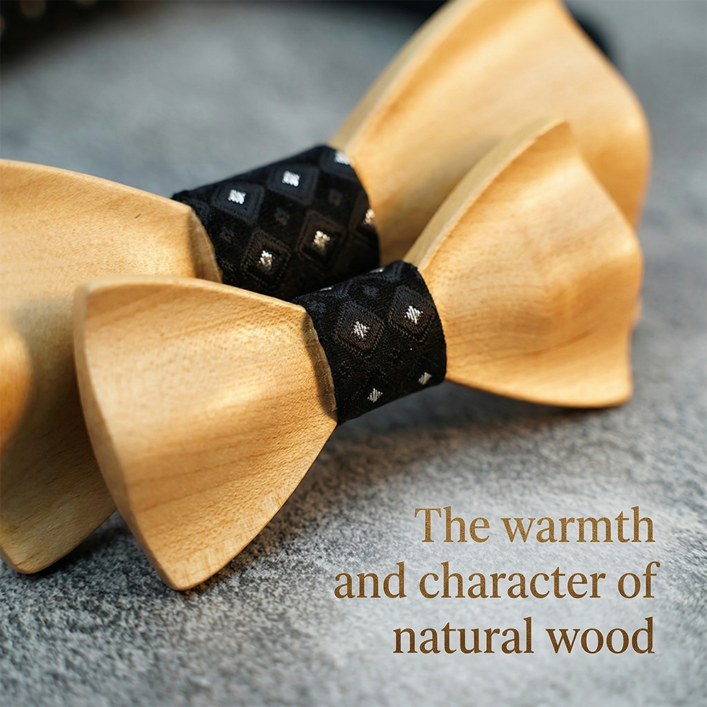 Wooden Bow Tie - Fabric Center (439)