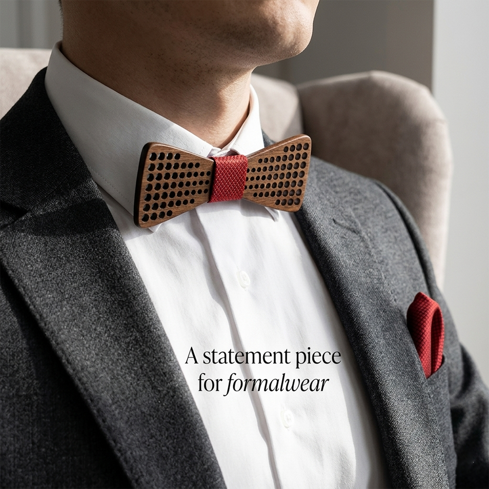 Wooden Bow Tie - Celtic Cross Design