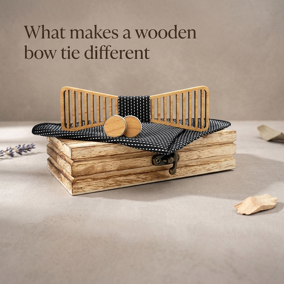 Wooden Bow Tie - Star Pattern