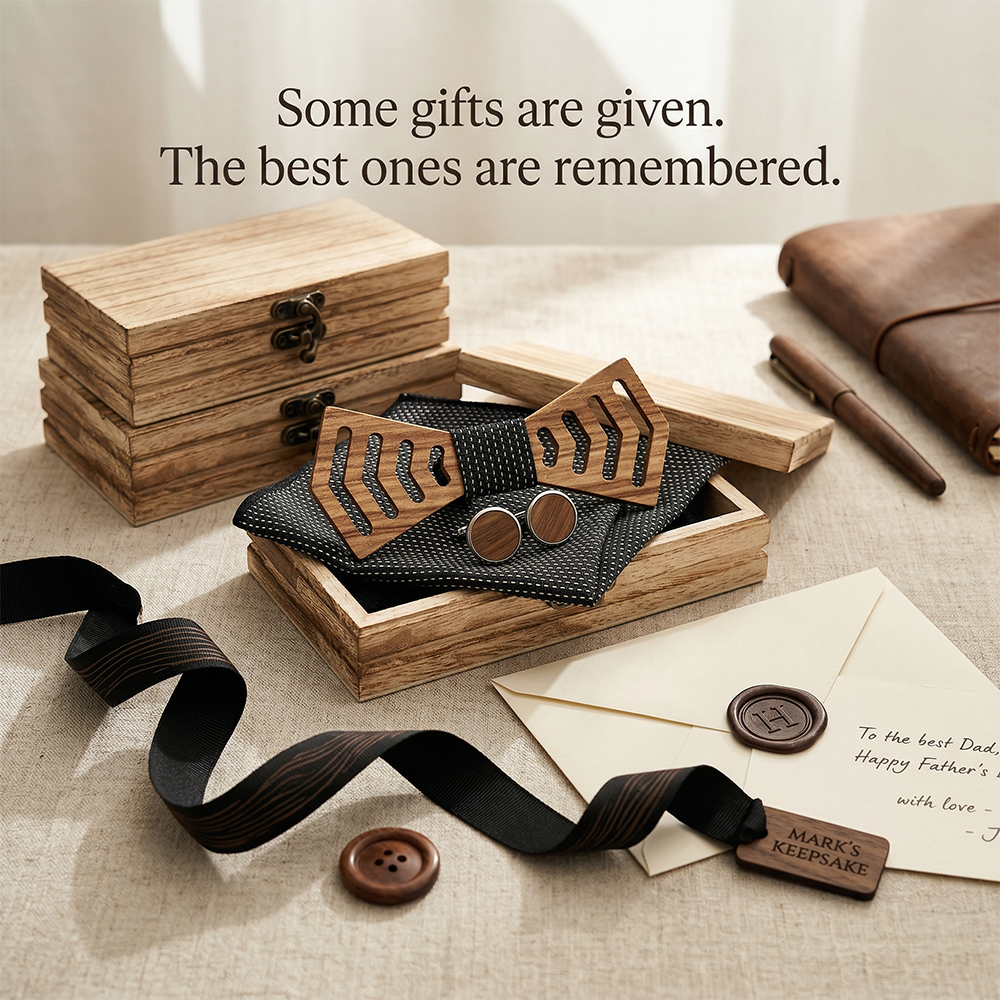 Wooden Bow Tie - Chevron Cutout Design