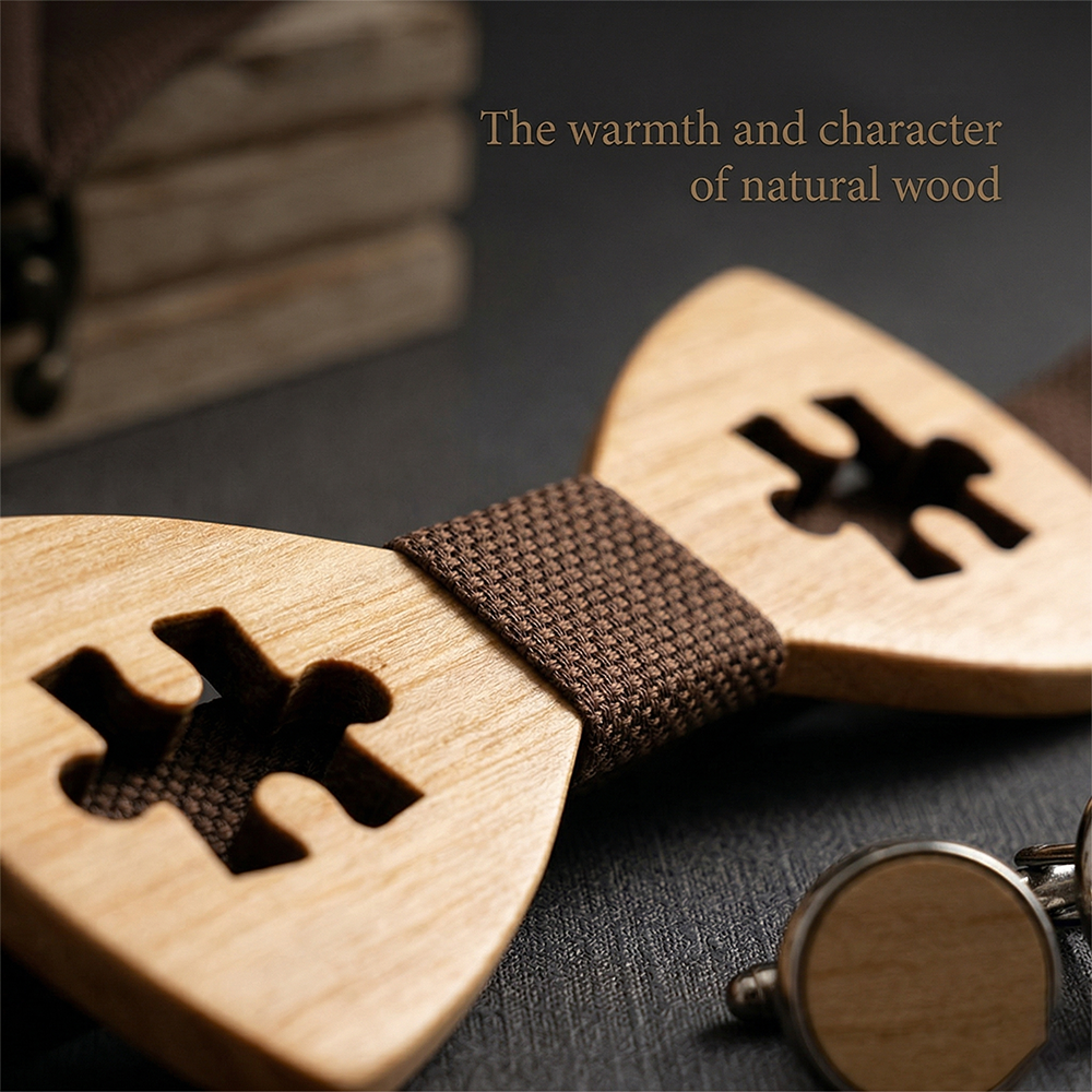 Wooden Bow Tie - Puzzle Cutout Gift Set