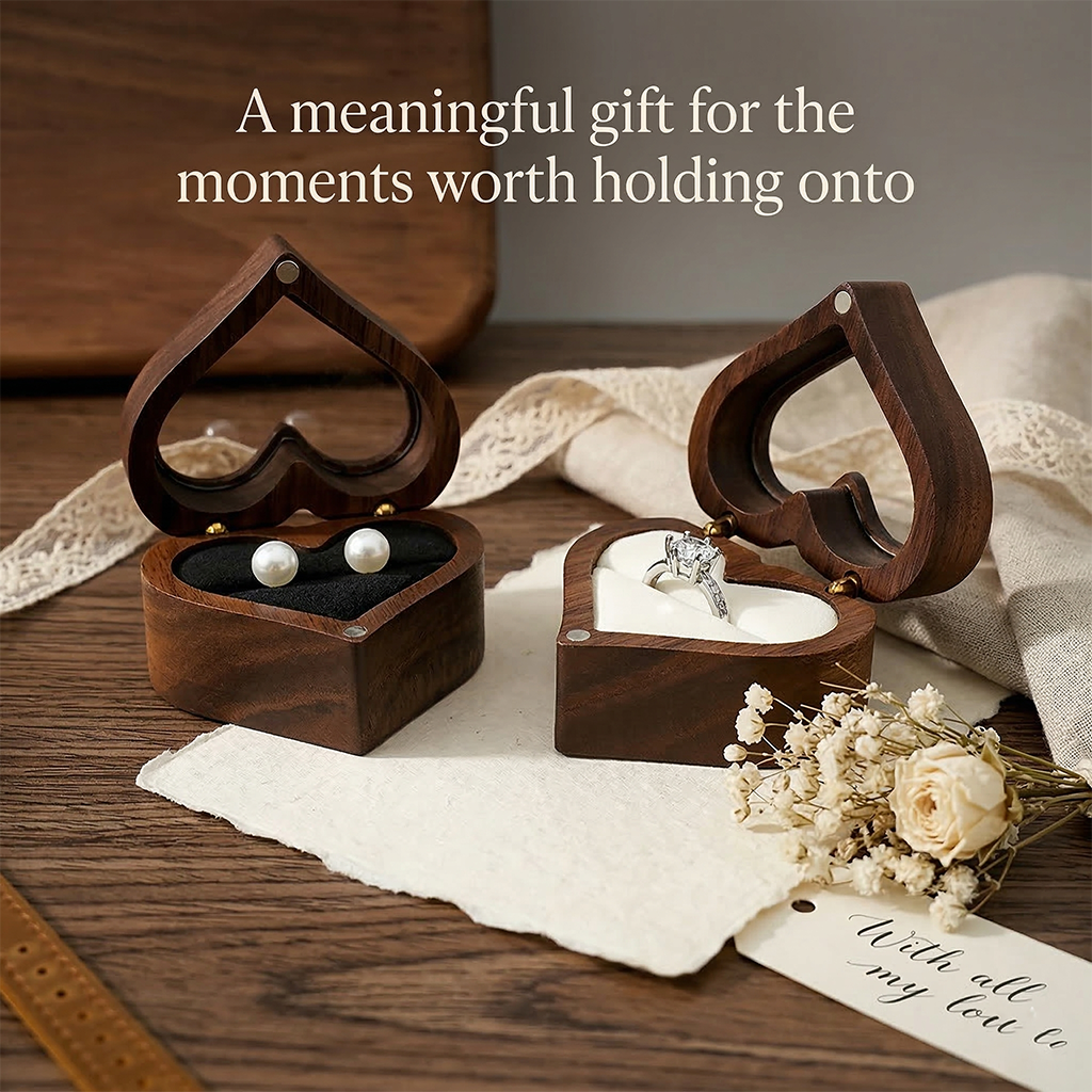 Mahoosive Heart Window Wooden Ring Box - Variant 37