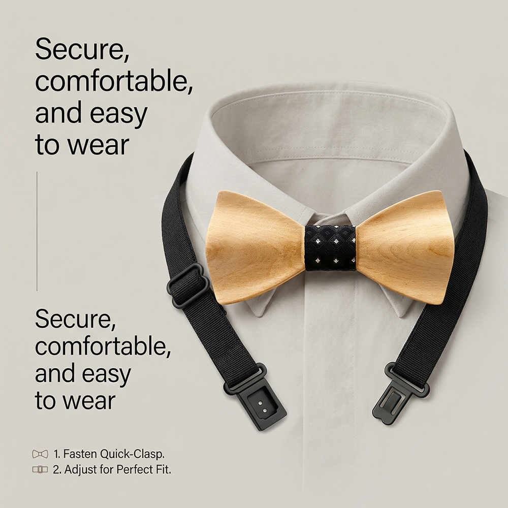 Wooden Bow Tie - Fabric Center (439)