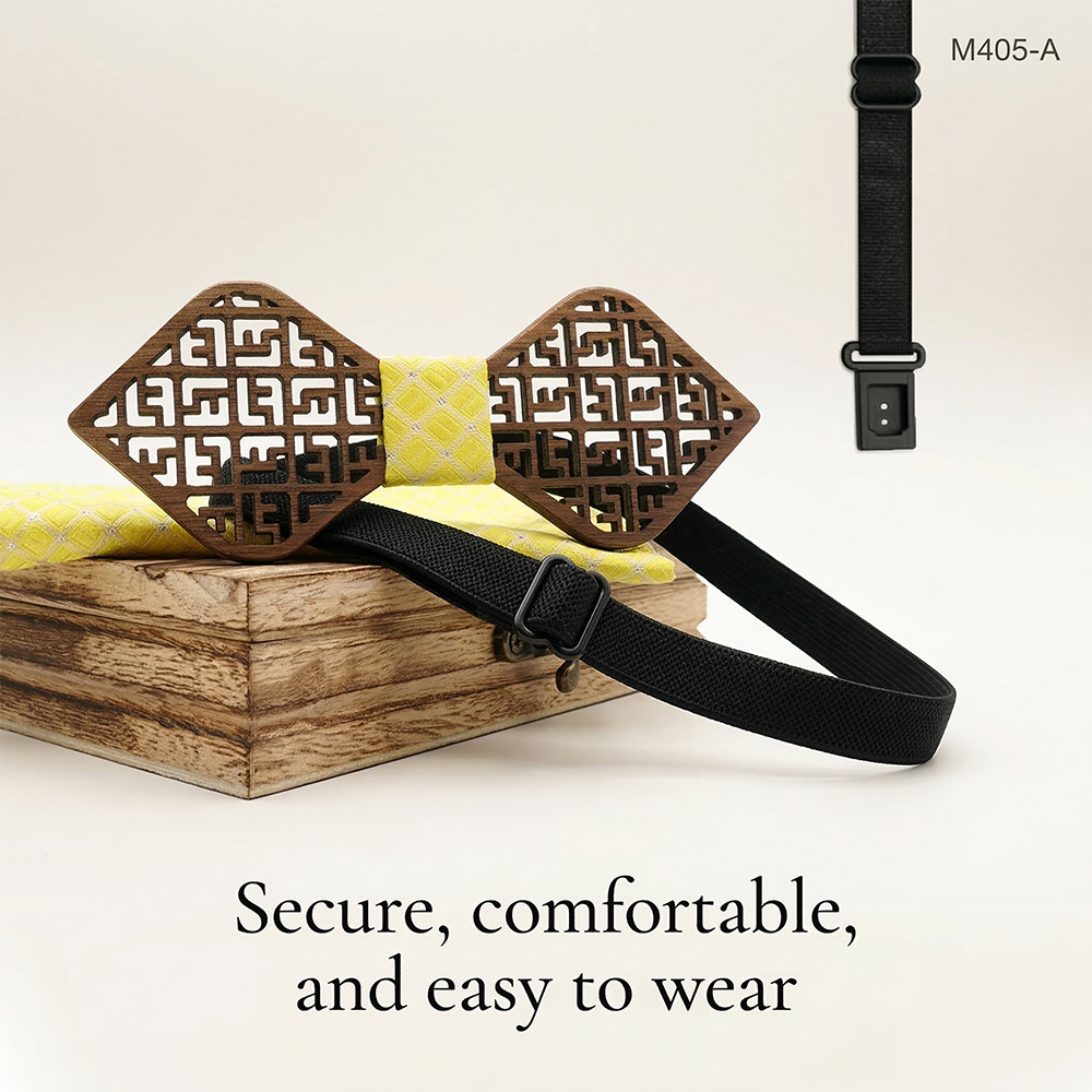 Wooden Bow Tie - Geometric Maze (405)