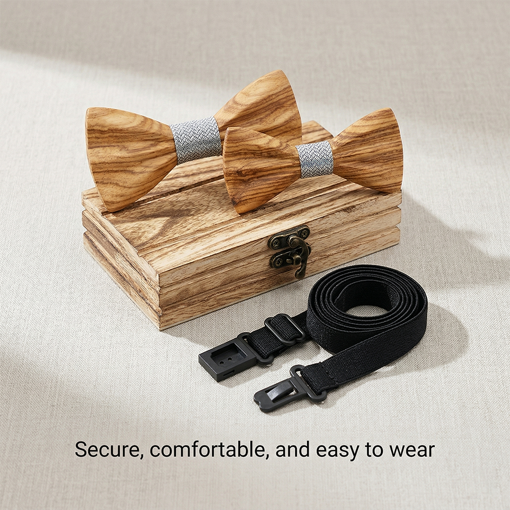 Wooden Bow Tie - Art Deco Geometric