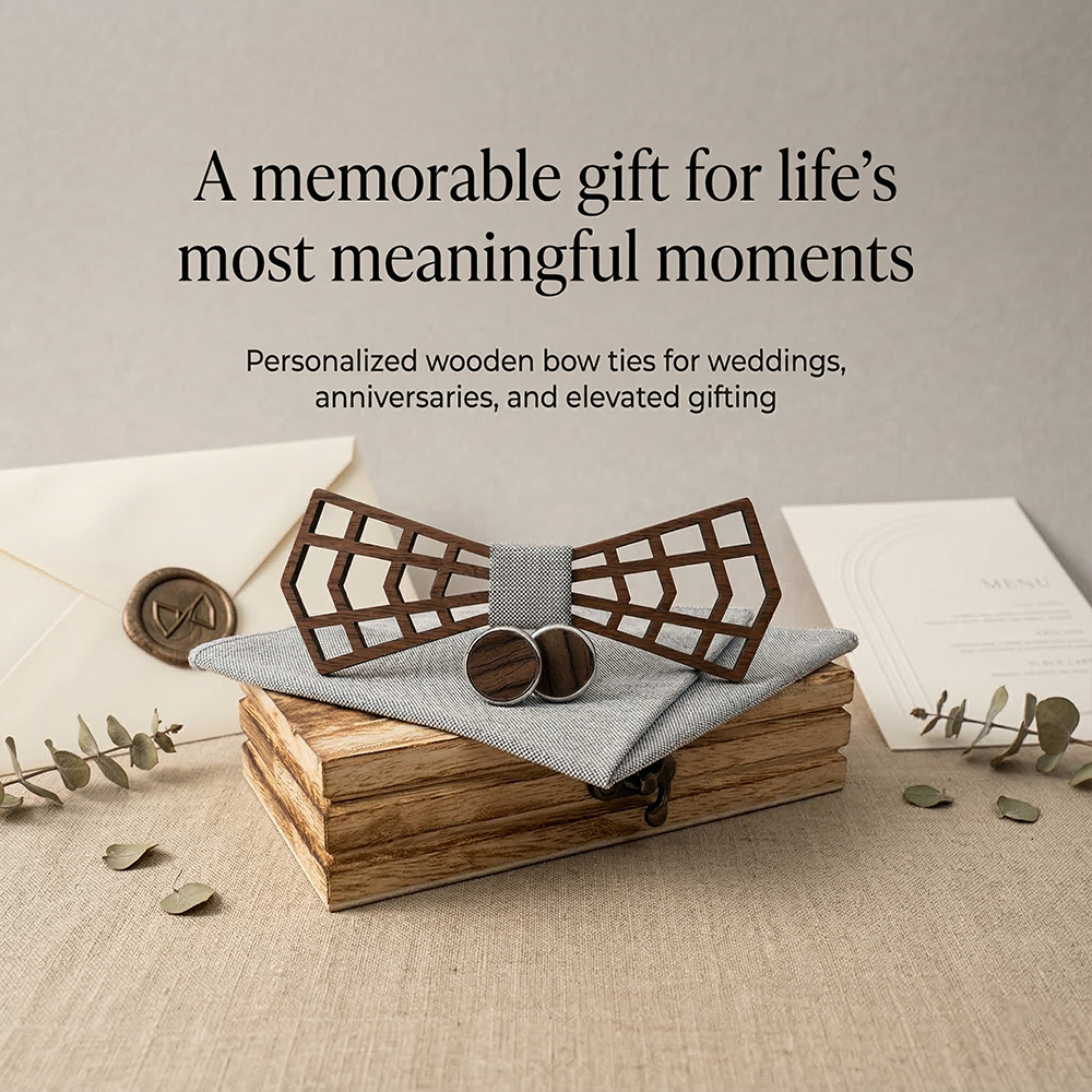 Wooden Bow Tie - Geometric Lattice Design