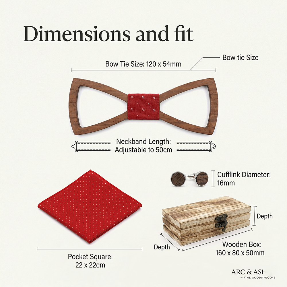 Wooden Bow Tie - Red Polka Dot Gift Set