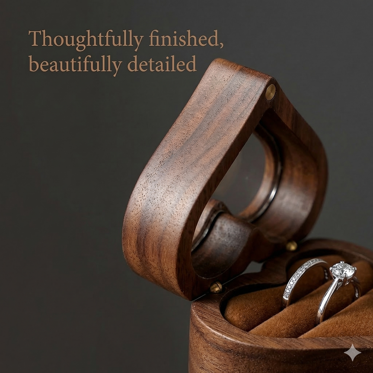 Mahoosive Heart Window Wooden Ring Box - Variant 23