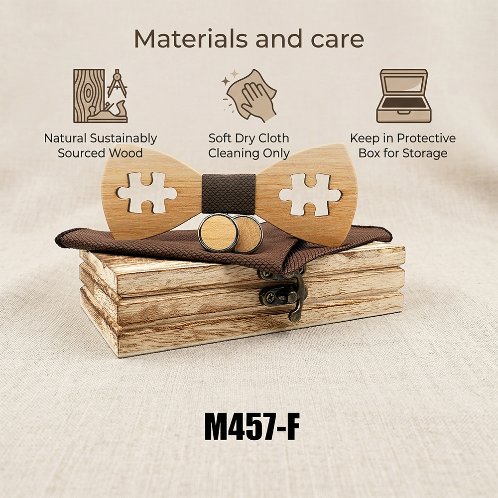 Wooden Bow Tie - Puzzle Cutout Gift Set