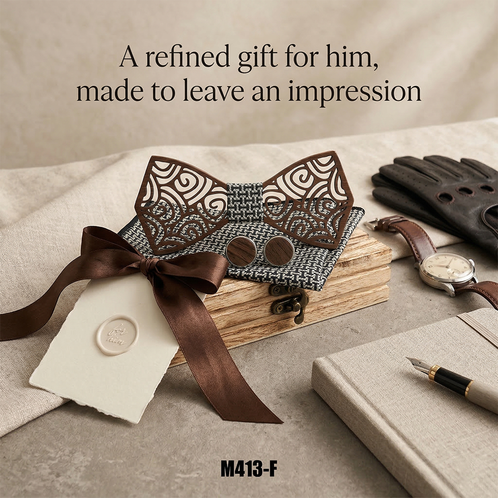 Wooden Bow Tie - Swirl Pattern (413)
