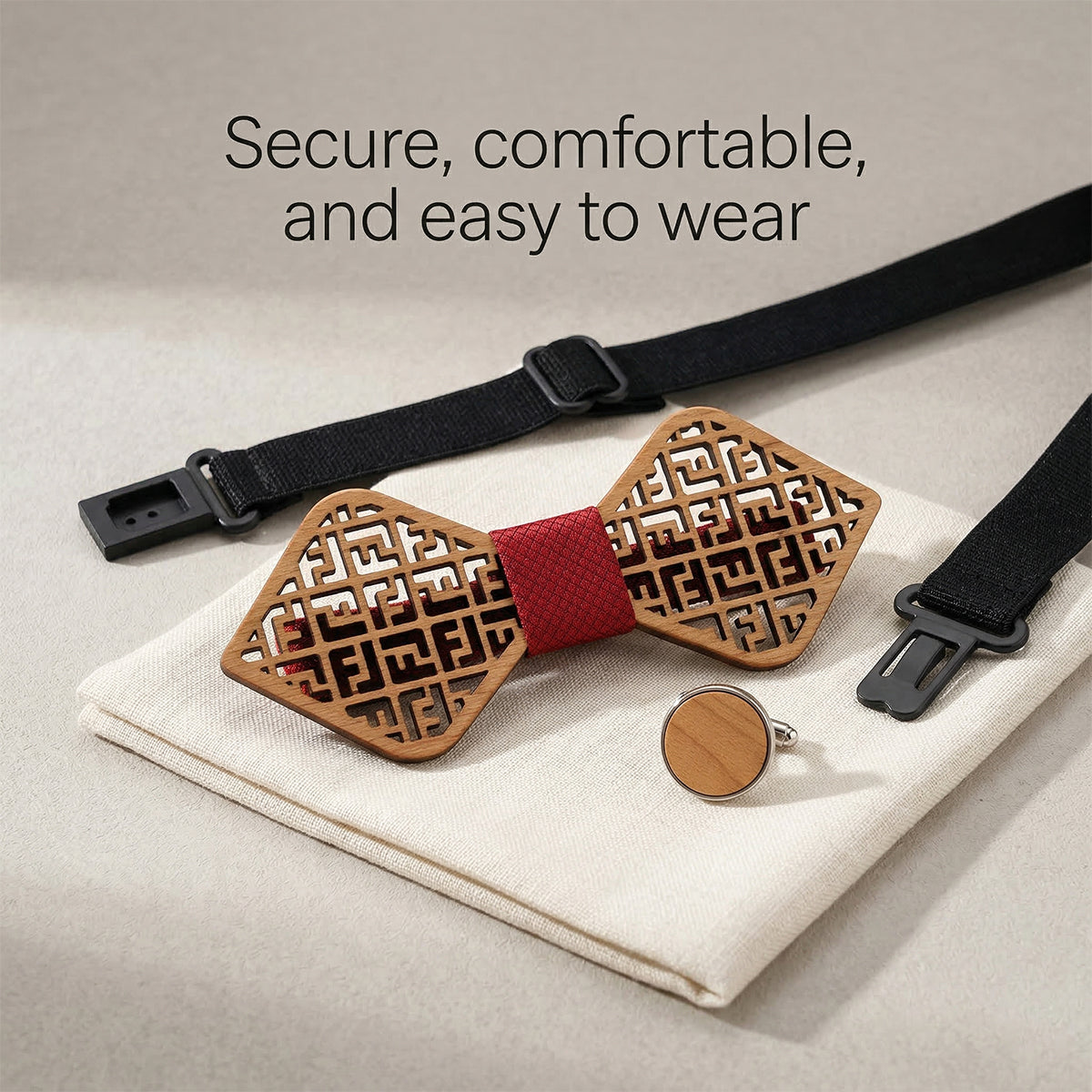 Wooden Bow Tie - Geometric Lattice (416)