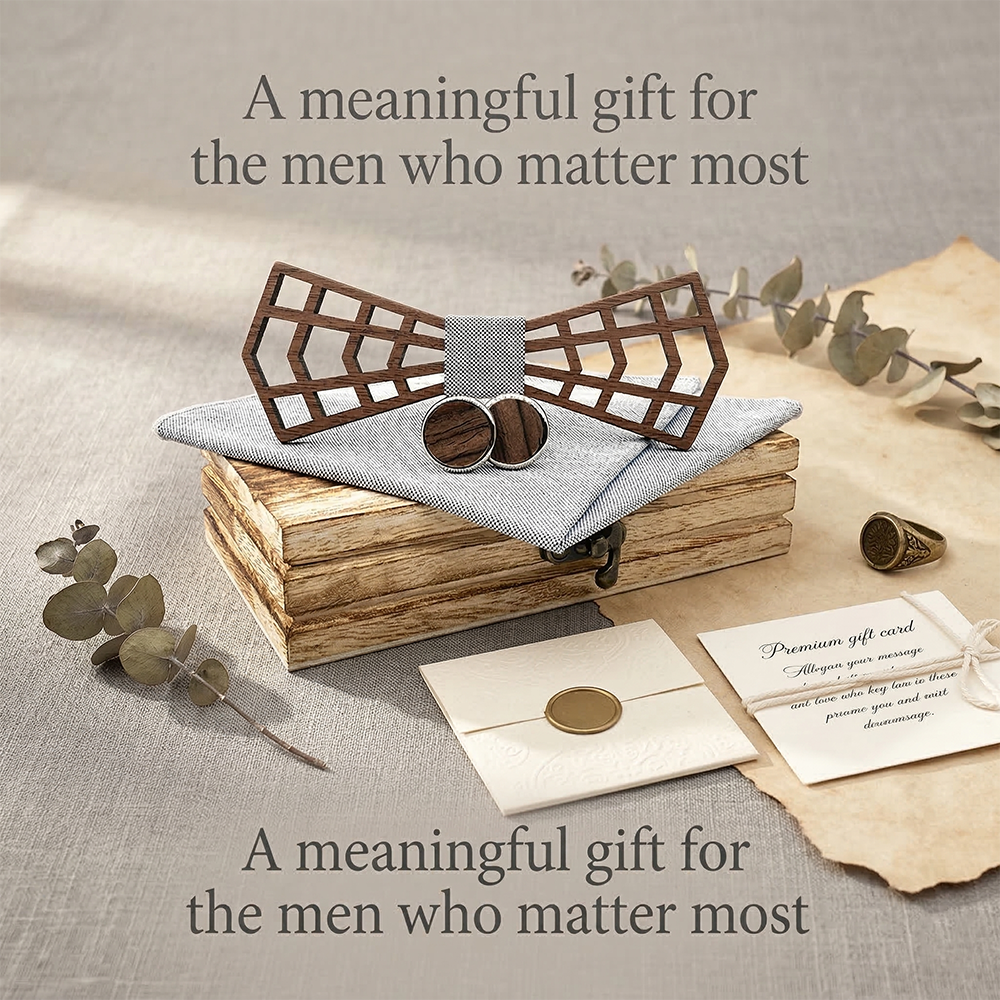 Wooden Bow Tie - Geometric Lattice Design