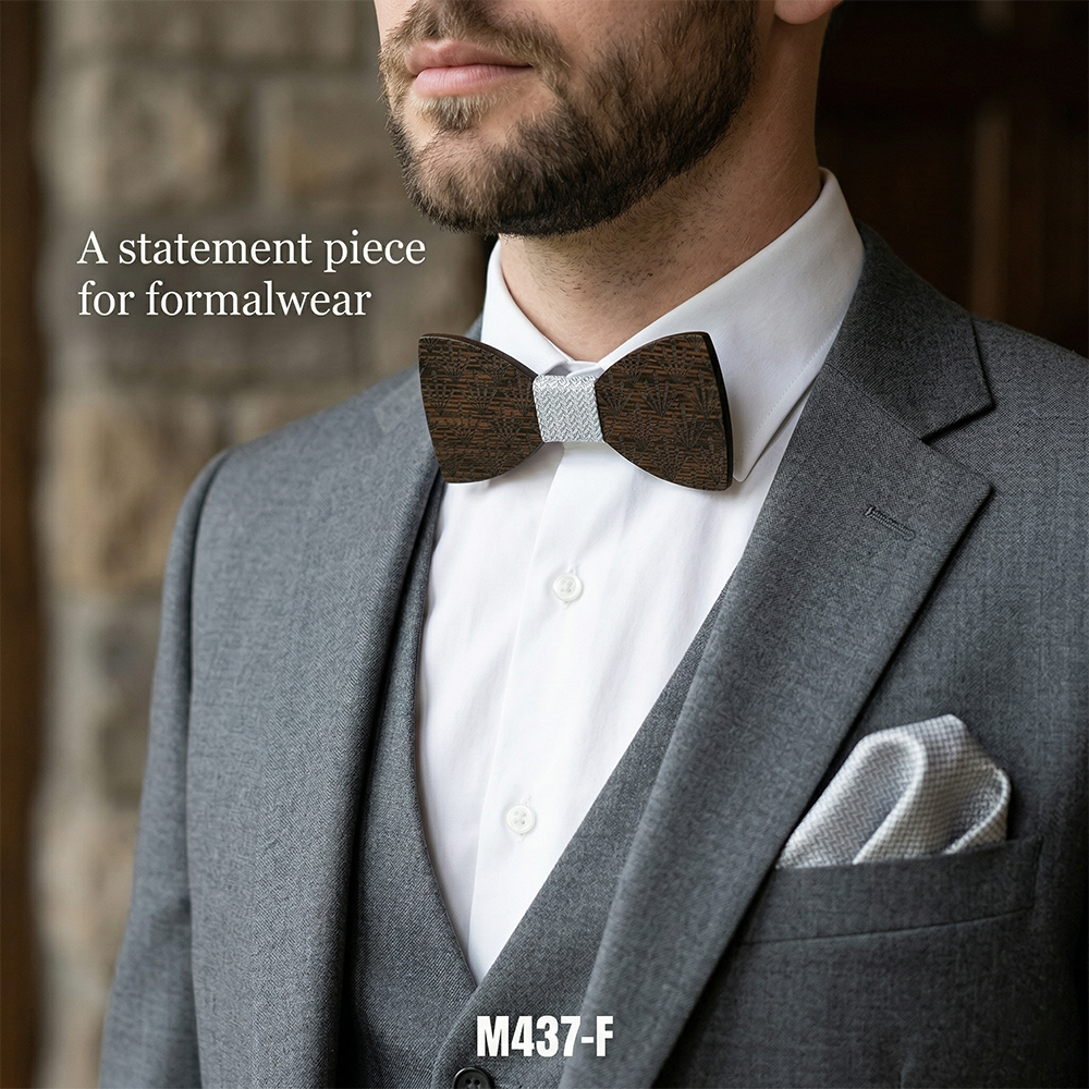 Wooden Bow Tie - Laser-etched Fan