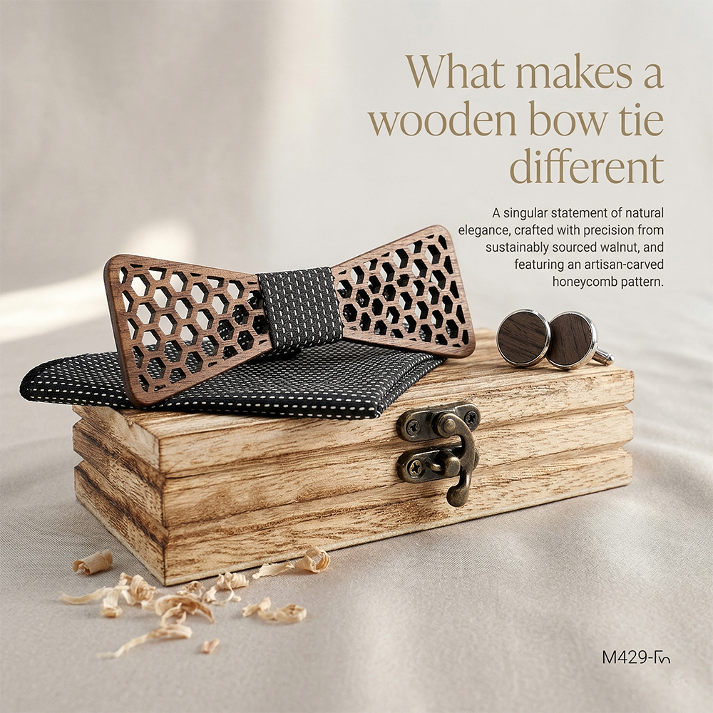 Wooden Bow Tie - Compass Design