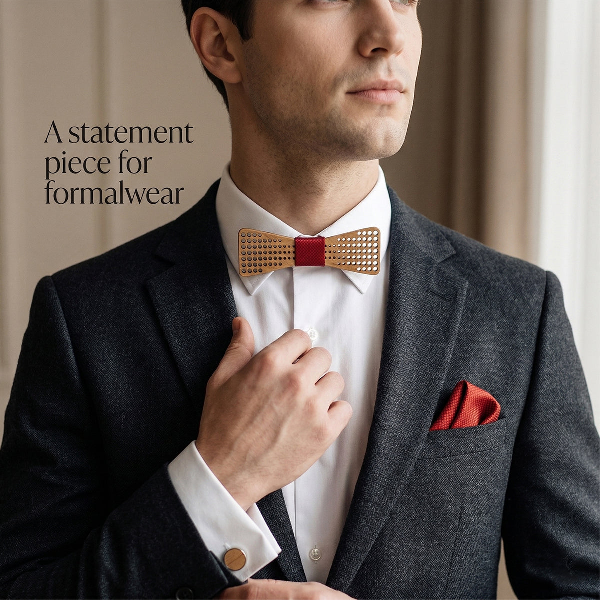 Wooden Bow Tie - Vintage Star Cutout