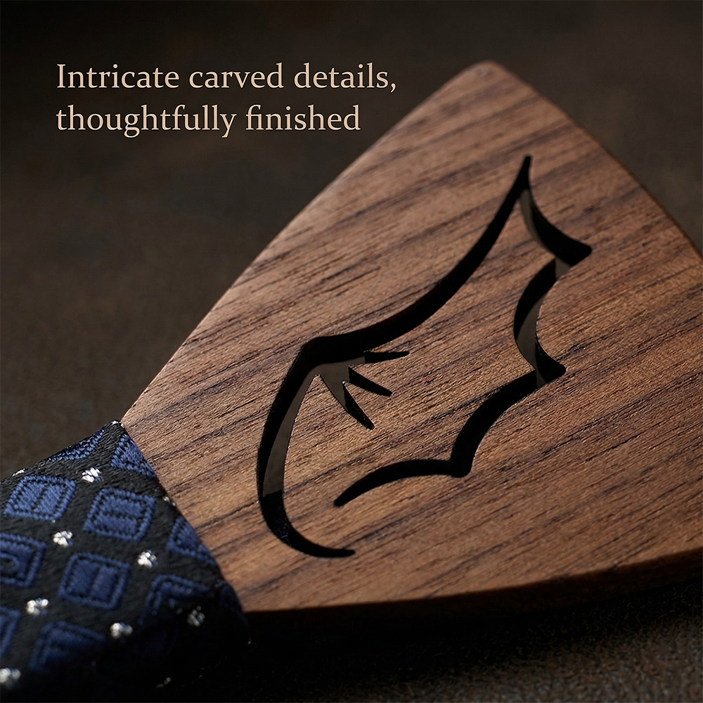 Wooden Bow Tie - Modern Grid Design