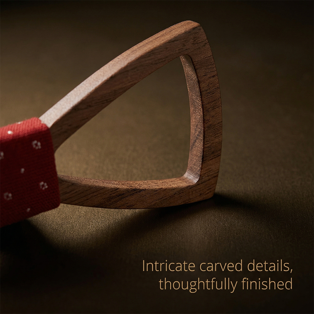 Wooden Bow Tie - Red Polka Dot Gift Set