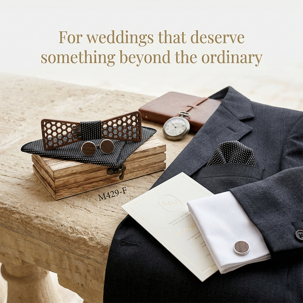 Wooden Bow Tie - Compass Design