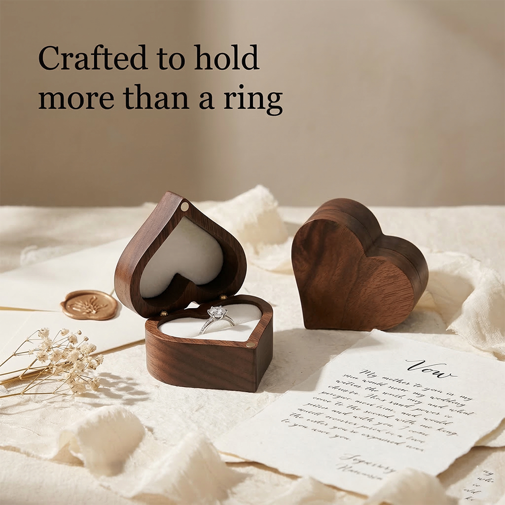 Mahoosive Heart Window Wooden Ring Box - Variant 38