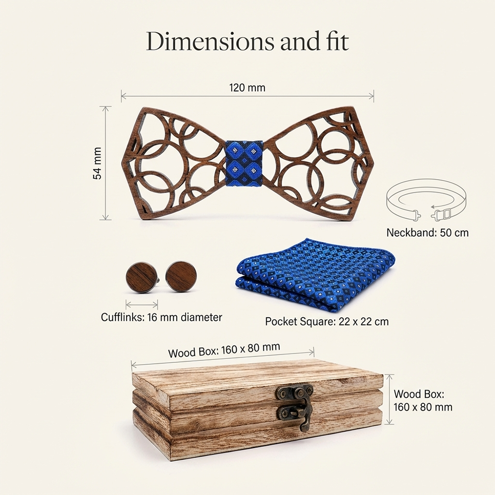 Wooden Bow Tie - Honeycomb Cutout Design