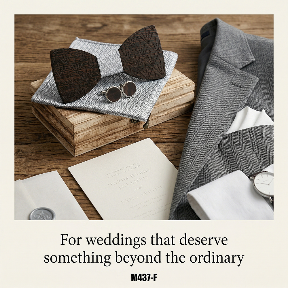 Wooden Bow Tie - Laser-etched Fan