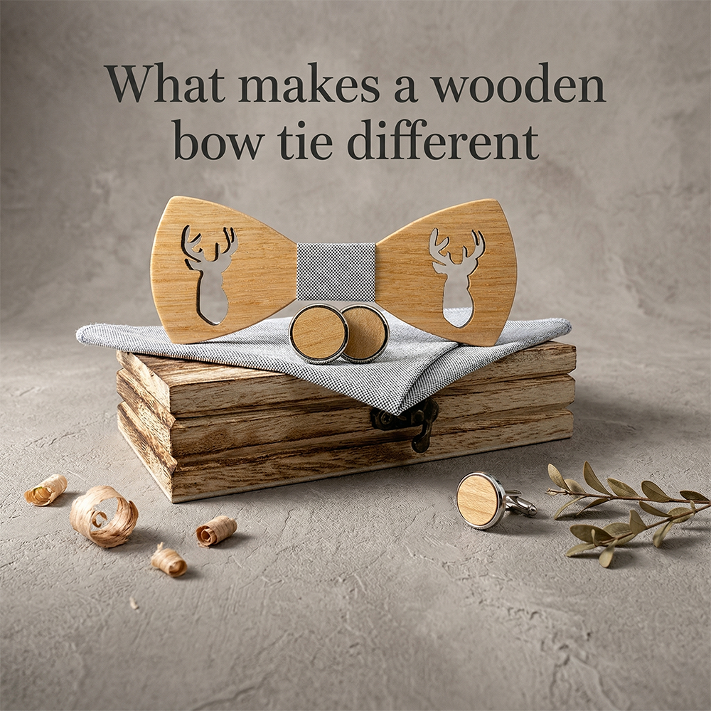 Wooden Bow Tie - Laser Cut Stag Head