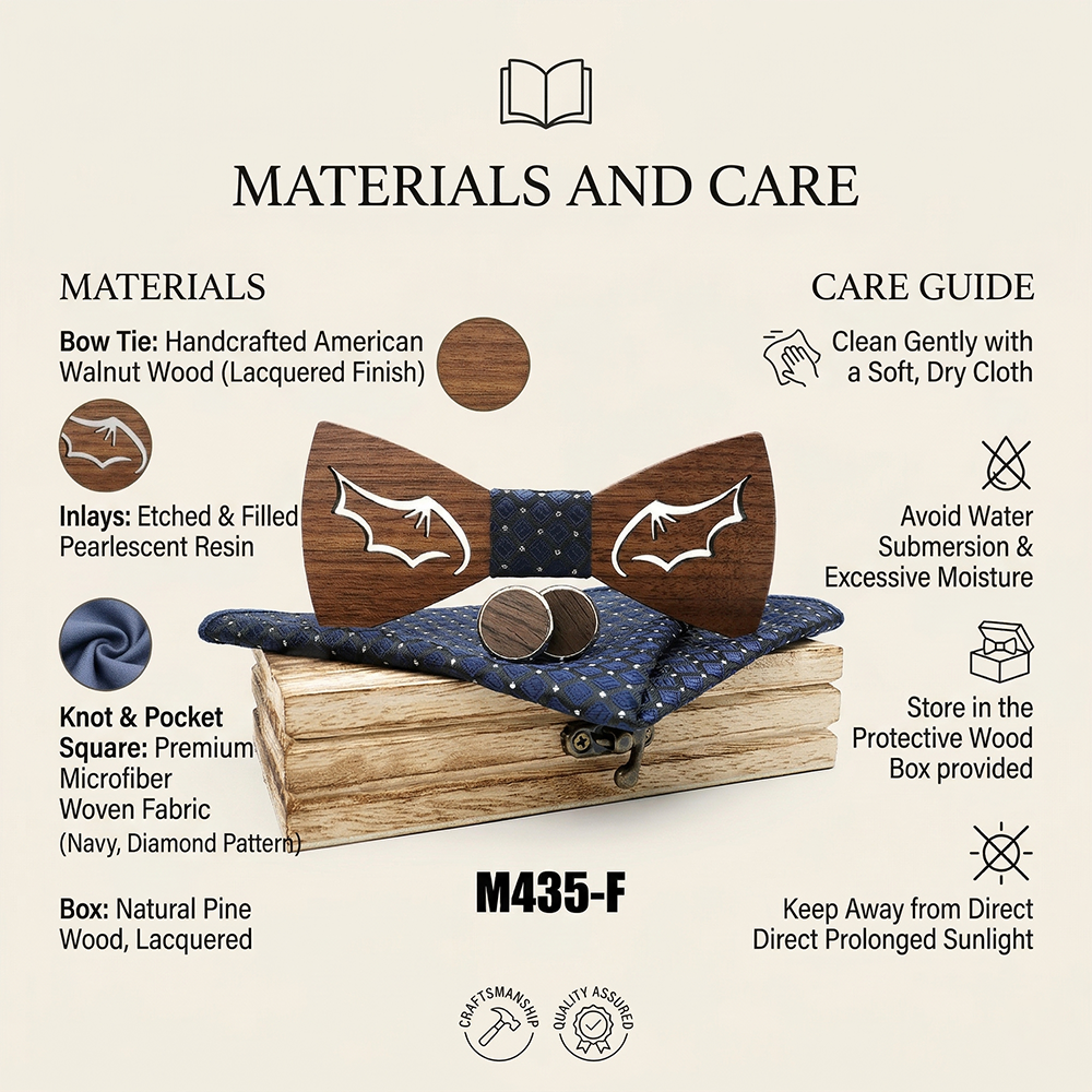 Wooden Bow Tie - Modern Grid Design