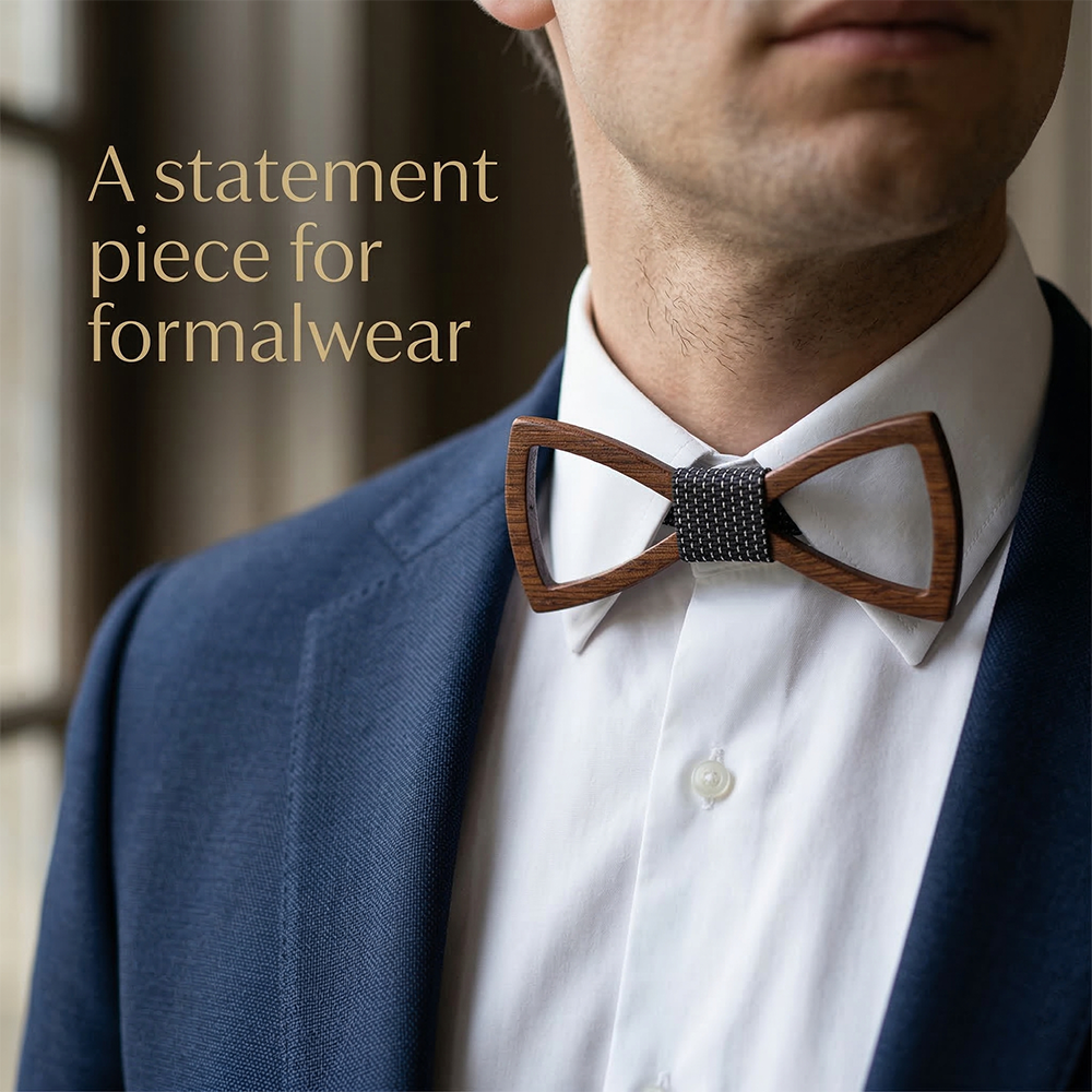 Wooden Bow Tie - Hollow Geometric Gift Set