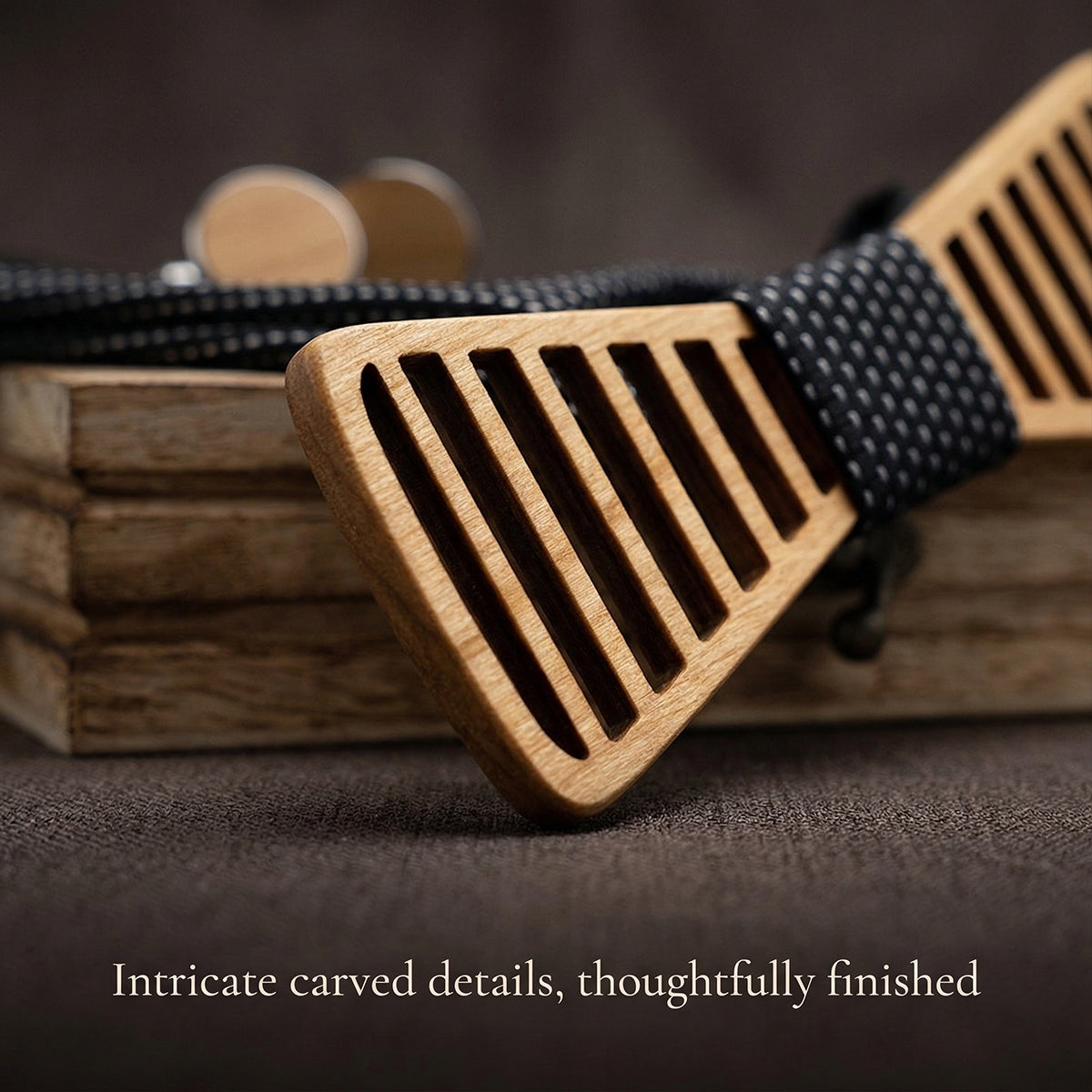 Wooden Bow Tie - Star Pattern